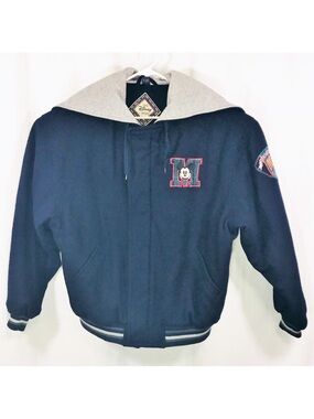 Vintage Disney Letterman's  Hooded Varsity Jacket Lined wool. XL